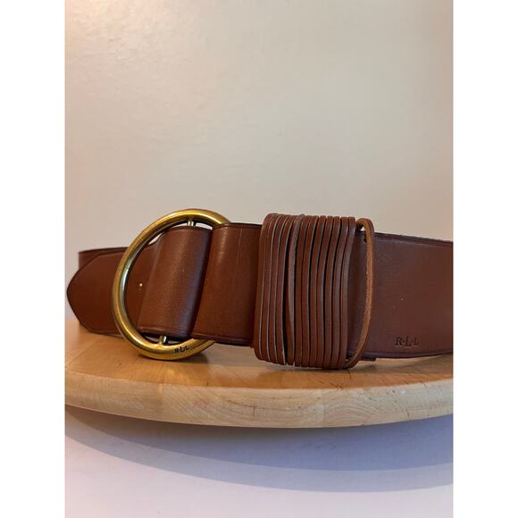Ralph Lauren Thick Tan Genuine Leather Round Wrap Buckle Belt Size XL main image 7